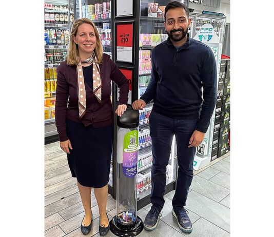 SGF and Elfbar unveil vapes recycling campaign Eve Peters and Anand Cheema kickstarted the SGF’s new pilot in Cheema’s store Costcutter – Fresh in Falkirk.