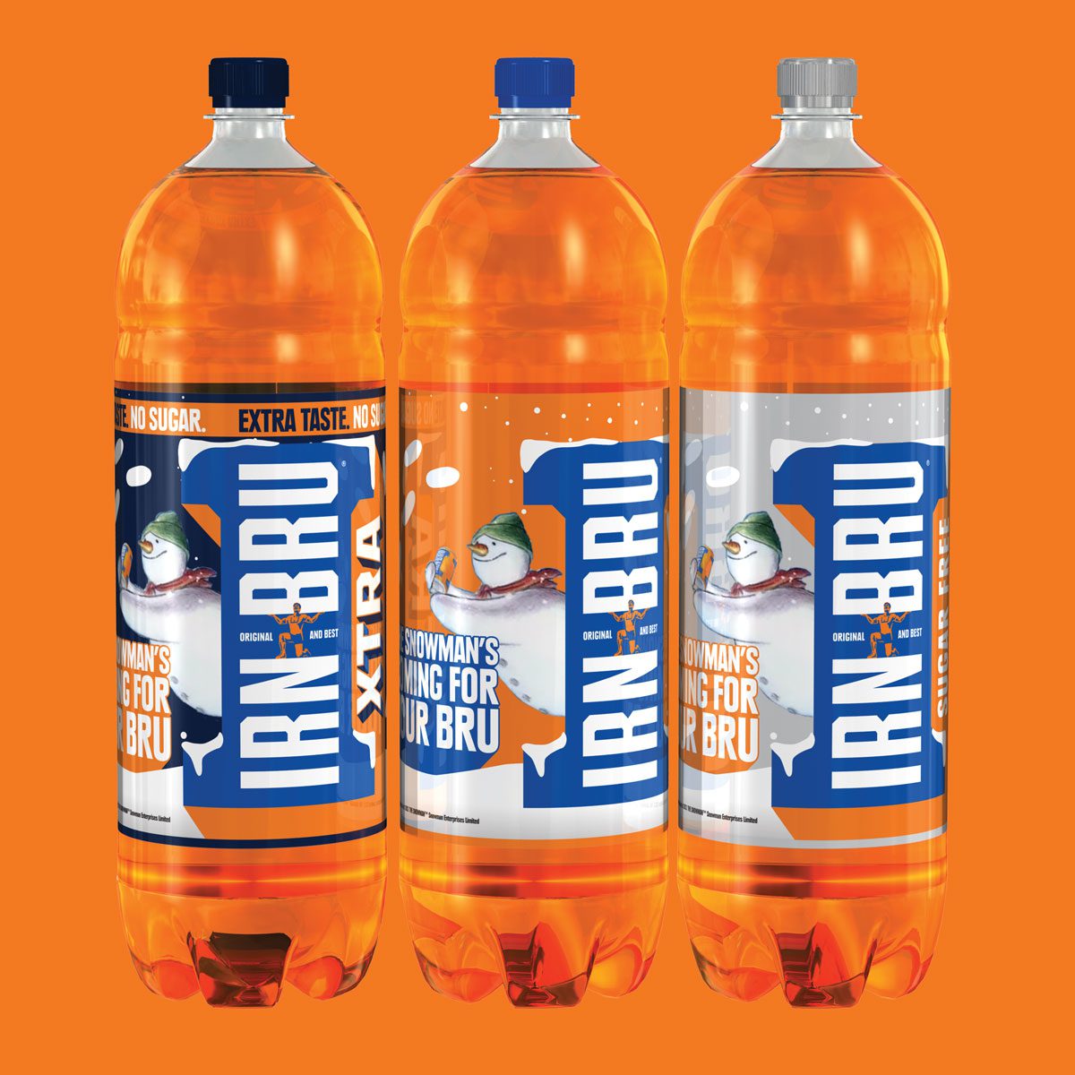 The Irn-Bru festive TV ad is being supported by special designs running across the products.