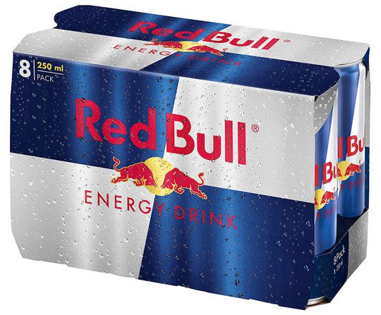 An 8-pack of Red Bull Energy Drink Original cans.