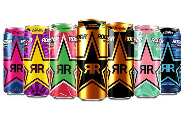 Rockstar Energy range of drinks in a can format.