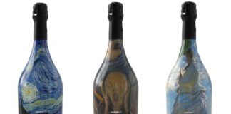 The Desiderio No.1 prosecco bottles featuring works by Van Gogh, Munch and Monet.