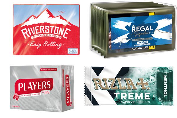 Imperial Tobacco range of roll your own options including Riverstone Easy Rolling Papers, Regal Signature Rolling Tobacco, Players by JPS easy rolling tobacco and Rizla + Xtreme