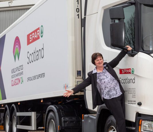 Spar Scotland supports World Athletics Indoor Championships Spar Scotland head of marketing Paula Middleton with one of the rebranded delivery trucks.