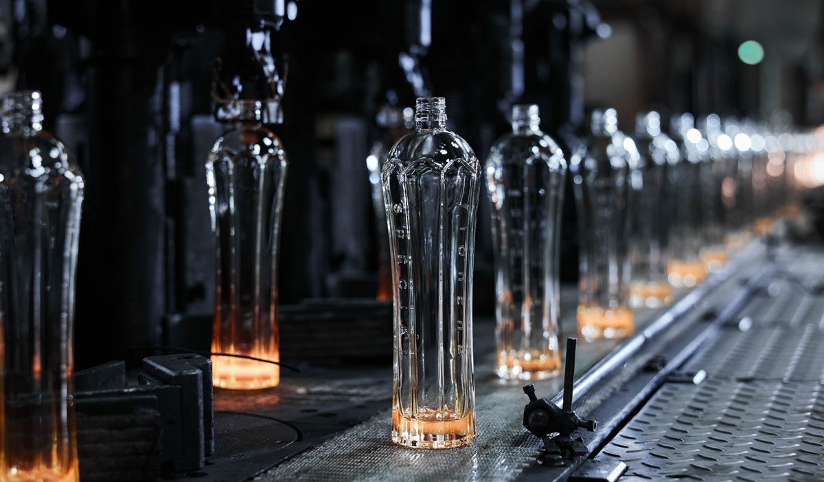 The bottles made using hydrogen gas as the main energy source for the glass furnace.