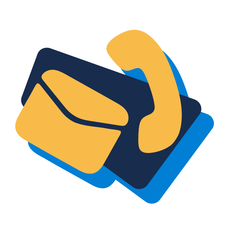 yellow illustration of a phone and envelope