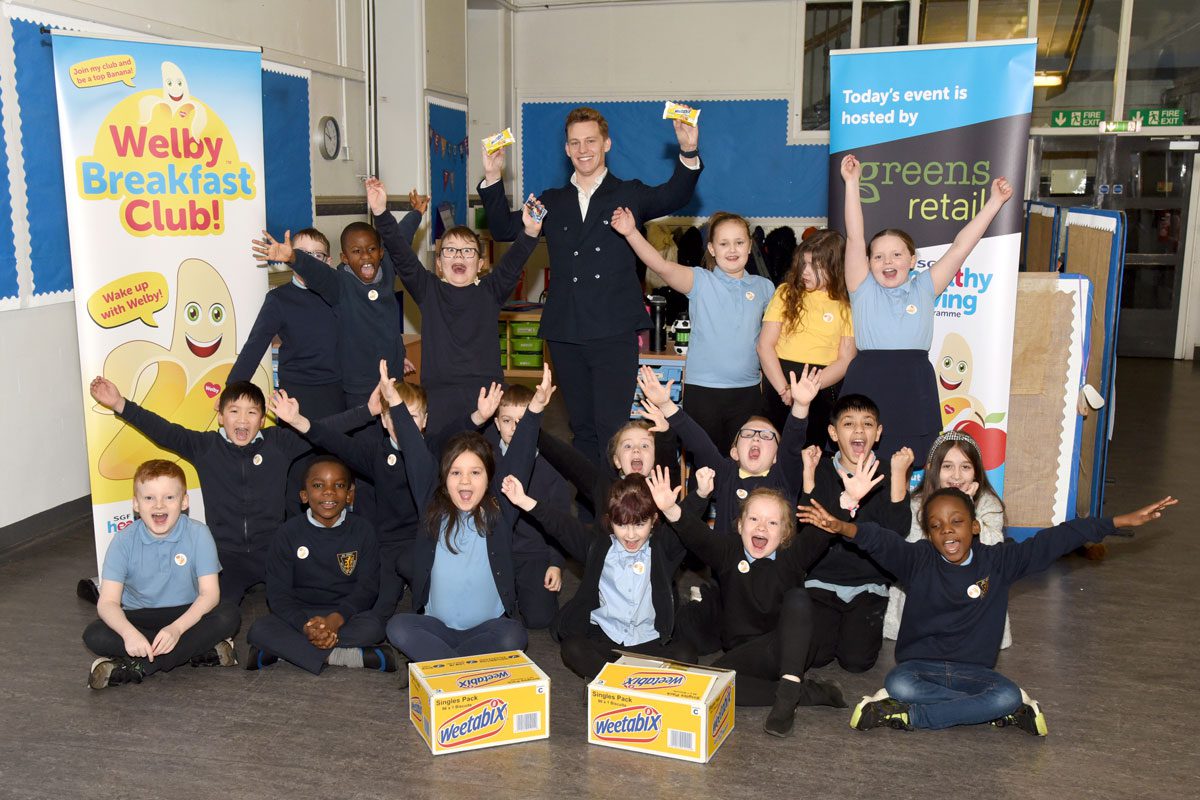 Kristian Sharp, from Weetabix, joined the Healthy Living Programme team to help educate Wellshot Primary School pupils.