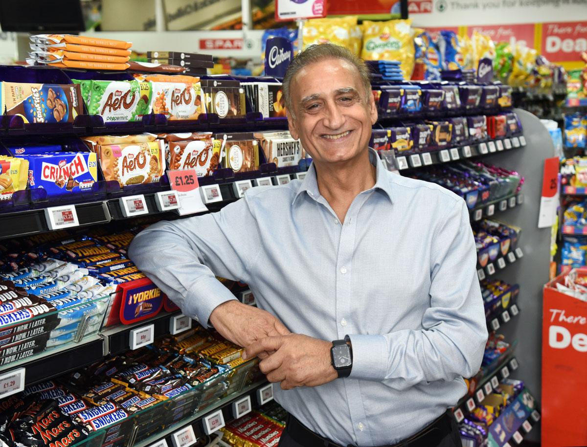 Multiple award-winning Scottish convenience retailer Saleem Sadiq at his Spar Renfrew store.