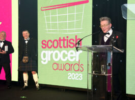 Call to enter Scottish Grocer Awards 2024 Graham Watson accepts the top Industry Achievement accolade at the Scottish Grocer Awards in 2023.