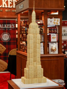 Walker's Shortbread Empire State Building shortbread replica sits in a store.