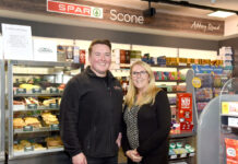 Susan and Ryan Hutchison, of Spar Scone, realise the importance of a friendly attitude.