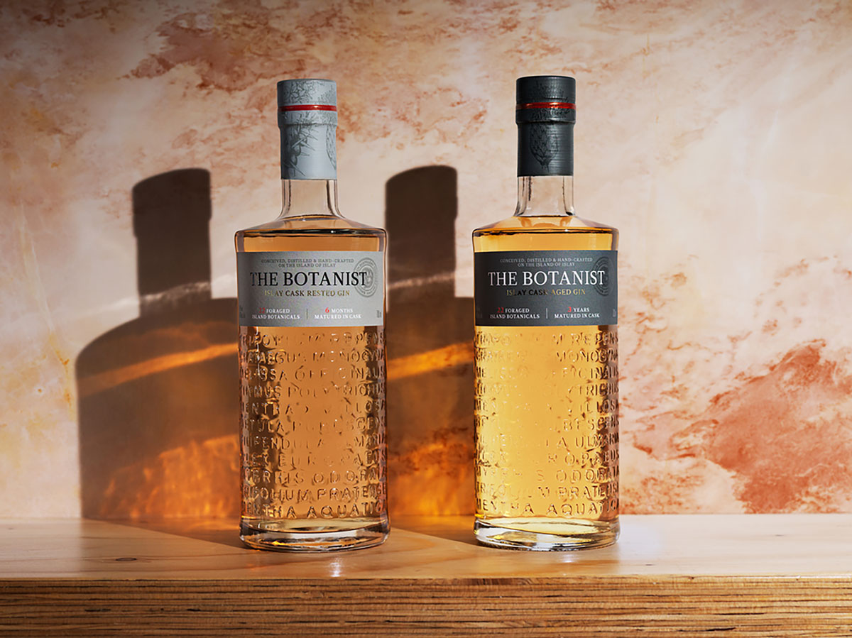 The Botanist Islay Cask Rested Gin and Islay Cask Aged Gin.