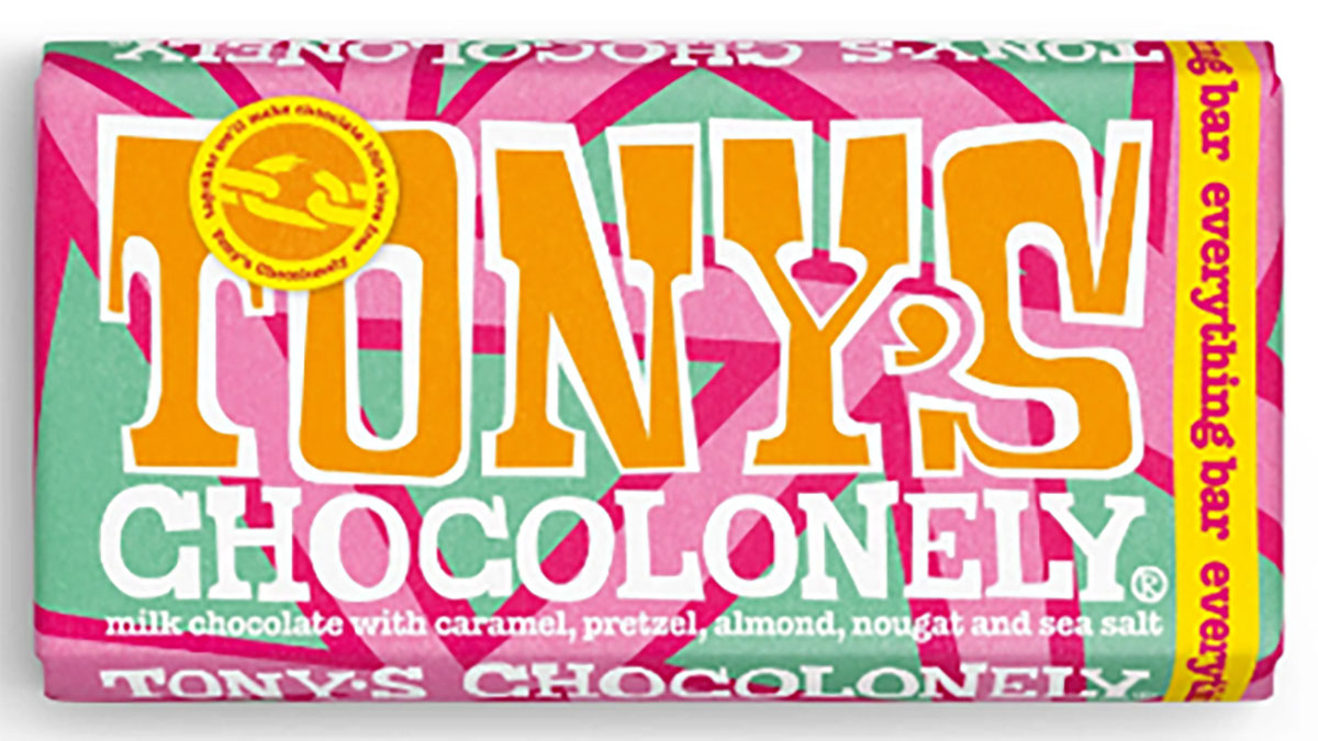 Tony's Chocolonely Everything Bar is available through snack wholesaler Epicurium.