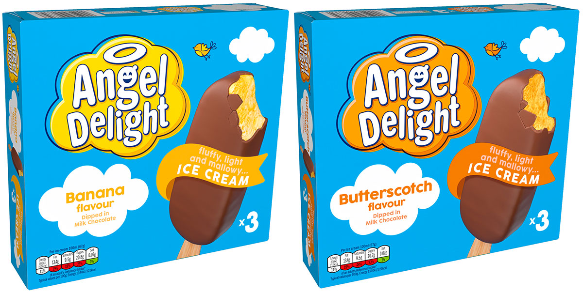 The new Angel Delight Ice Cream Sticks are available in the classic Banana and Butterscotch flavours.