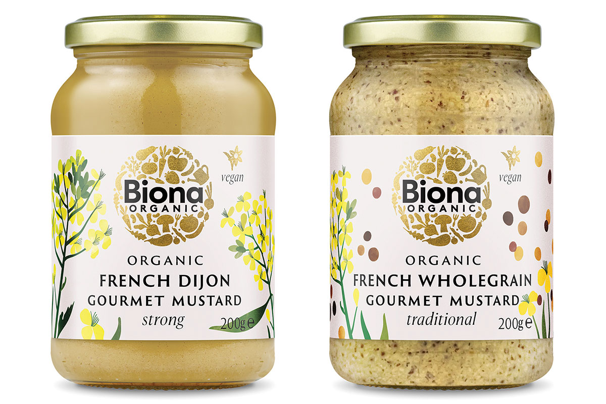 The Dijon and Wholegrain French mustards from organic food supplier Biona.
