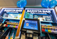 Spar Halbeath's Barista Bar section with balloons to help celebrate Spar's 20th instalment of the coffee bar across its company stores.