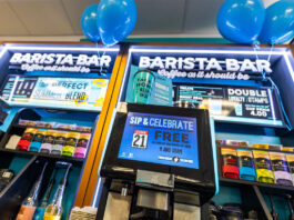 Spar brews up a Barista Bar celebration Spar Halbeath's Barista Bar section with balloons to help celebrate Spar's 20th instalment of the coffee bar across its company stores.