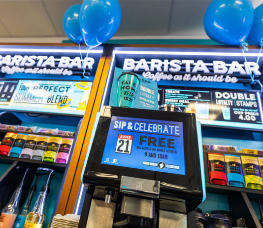 Spar brews up a Barista Bar celebration Spar Halbeath's Barista Bar section with balloons to help celebrate Spar's 20th instalment of the coffee bar across its company stores.