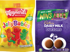 UEFA Euro 2024 build-up – Mondelēz International Pack shot of the Cadbury FC Dairy Milk Cadbury Buttons as well as Maynards Bassets Jelly Babies.