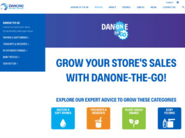 Danone gets on the go in trade website Screenshot of the homepage of the new Danone the Go trade website.
