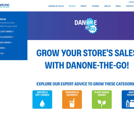 Danone gets on the go in trade website Screenshot of the homepage of the new Danone the Go trade website.