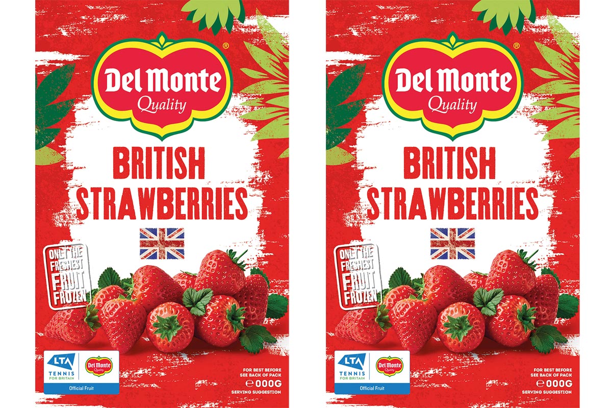 Pack shots of new Del Monte Frozen British Strawberries