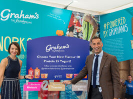 Graham’s took to the protein polls to find new flavour Carol Graham and Robert Graham of Graham's Family Dairy placing votes at protein polls.