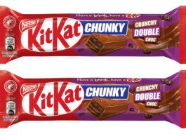 Spar UK rolls out new KitKat Chunky bar in exclusive deal Pack shots of KitKat Chunky Crunchy Double Choc bars.