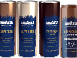 Lavazza gets on the go in new cans Lavazza canned coffee range including pack shots of its Capuccino, Caffe Latte, Espresso and Milk and Capuccino with Protein.