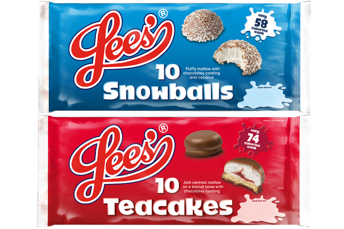 New packaging designs for Lees of Scotland's Snowballs and Teacakes variants.