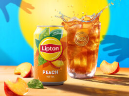 Win a year’s supply of stock of Lipton Iced Tea A can of Lipton Iced Tea sits next to a glass filled with the drink with peach pieces around them. There is also a blue background with yellow sun and silhouetted hands reaching for the drink.