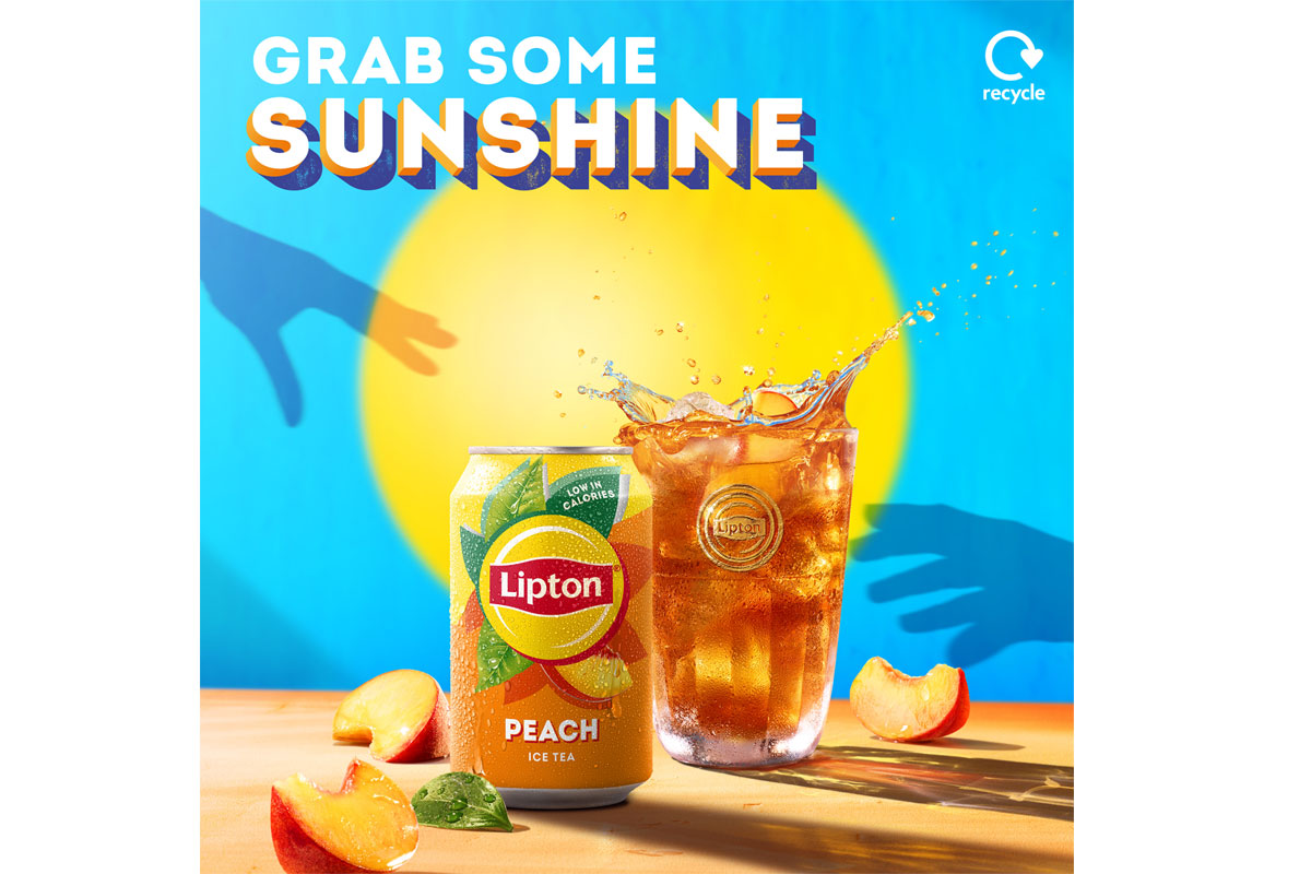 Promotional image for Britvic's retailer competition 'Grab Some Sunshine' where retailers could win a year's supply of Lipton Iced Tea stock.
