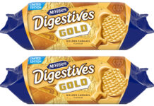 Pack shots of McVitie's Digestives Gold biscuits.