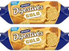 McVitie’s goes for Gold in new Digestives Pack shots of McVitie's Digestives Gold biscuits.