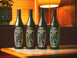 Lap up the cocktail opportunity with new Panther M*lk bottles Bottle of the newly designed Panther M*lk drink sit on top of a wooden table.