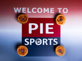 Pie Sports serves up for the Euros Promotional image of the Pie Sports logo with a pie in each corner of the logo.