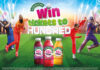 Promotional image for Robinsons Ready To Drink range partnership with The Hundred to advertise hundreds of tickets to be won.