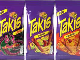 Takis fires up in Morrisons Takis range of crisps including Dragon Sweet Chilli, Fuego and Volcano variants.