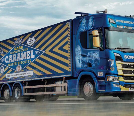 Tunnock’s treats stand the test of time Tunnock's delivery truck with the Dark Chocolate Caramel Wafer branding on the side drive along a country road.