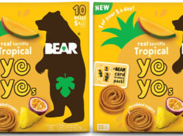 Tropical treat to BEAR in mind Fruit snacking brand BEAR has launched a new Tropical flavoured YoYos snack.