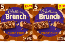 Pack shots of Cadbury Brunch Choc Chip £1.39 PMP.