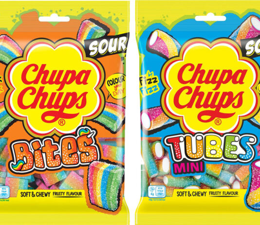 Chupa Chups brings a Sour Bite in new sweets Pack shots of Chupa Chups Sour Bites and Sour Tubes Mini.