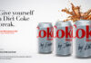 Advert for the new Give Yourself a Diet Coke Break campaign featuring three cans of Diet Coke with people's names on them.
