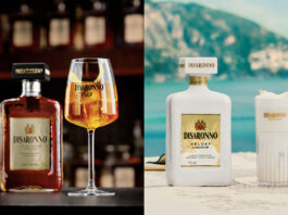 Disaronno builds the cocktail opportunity in summer Cocktails serves stand next to bottles of Disaronno Originale and Disaronno Velvet with the Originale variant in a bar and Velvet cocktail against a summer holiday backdrop.