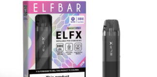 Pack shot of the Elfbar ELFX refillable pod system.