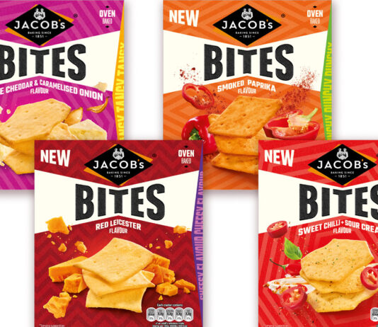 Bring in boxes of flavour with new Jacob’s Bites range Pack shots of Jacob's Bites range including Mature Cheddar & Caramelised Onion, Red Leicester, Smoked Paprika and Sweet Chilli + Sour Cream.