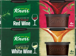 Knorr bottles flavour in new Wine Stock Pots Pack shots of Knorr Wine Stock Pots including Red Wine and White Wine.