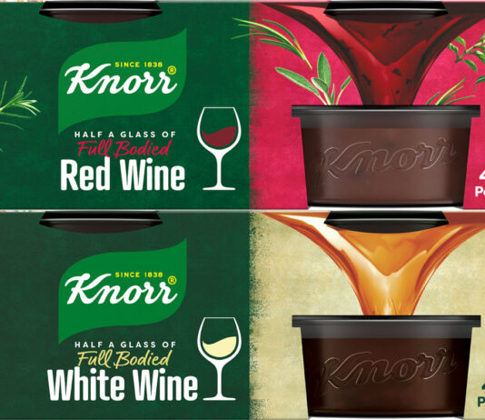 Knorr bottles flavour in new Wine Stock Pots Pack shots of Knorr Wine Stock Pots including Red Wine and White Wine.