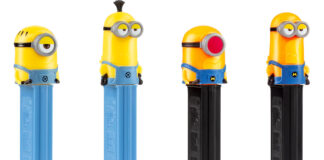 Minions Pez dispensers featuring four different characters from the films.