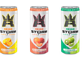 Reign brings in a Storm from America Pack shots of Reign Storm energy drink including Valencia Orange, Peach Nectarine and Kiwi Blend.