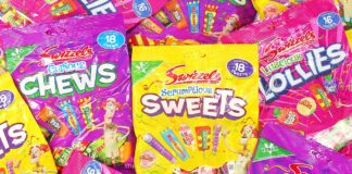 Variety packs of Swizzels sweets in an array of colours.